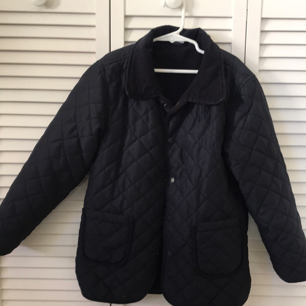 Disney navy quilted jacket European size 128 or US size‎ 7-8 fleece lined